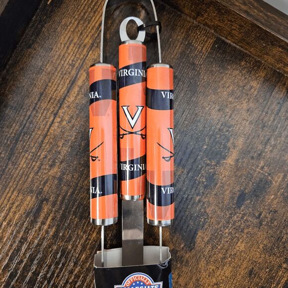 Virginia UVA Cavaliers 2 Piece Steel BBQ Tool Set NWT Silver, Orange and Blue O - Picture 2 of 3